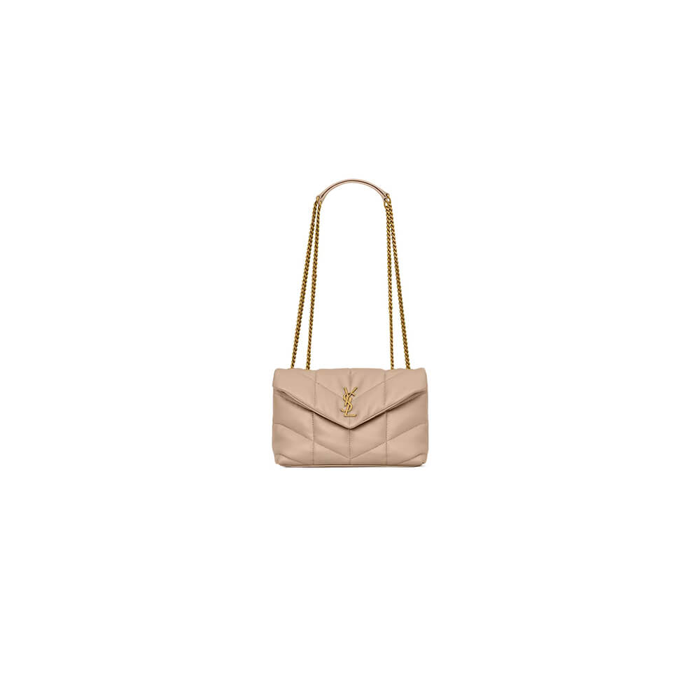 Beige YSL Toy Puffer in lambskin