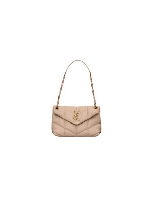 Beige YSL PUFFER SMALL in Nappa leather