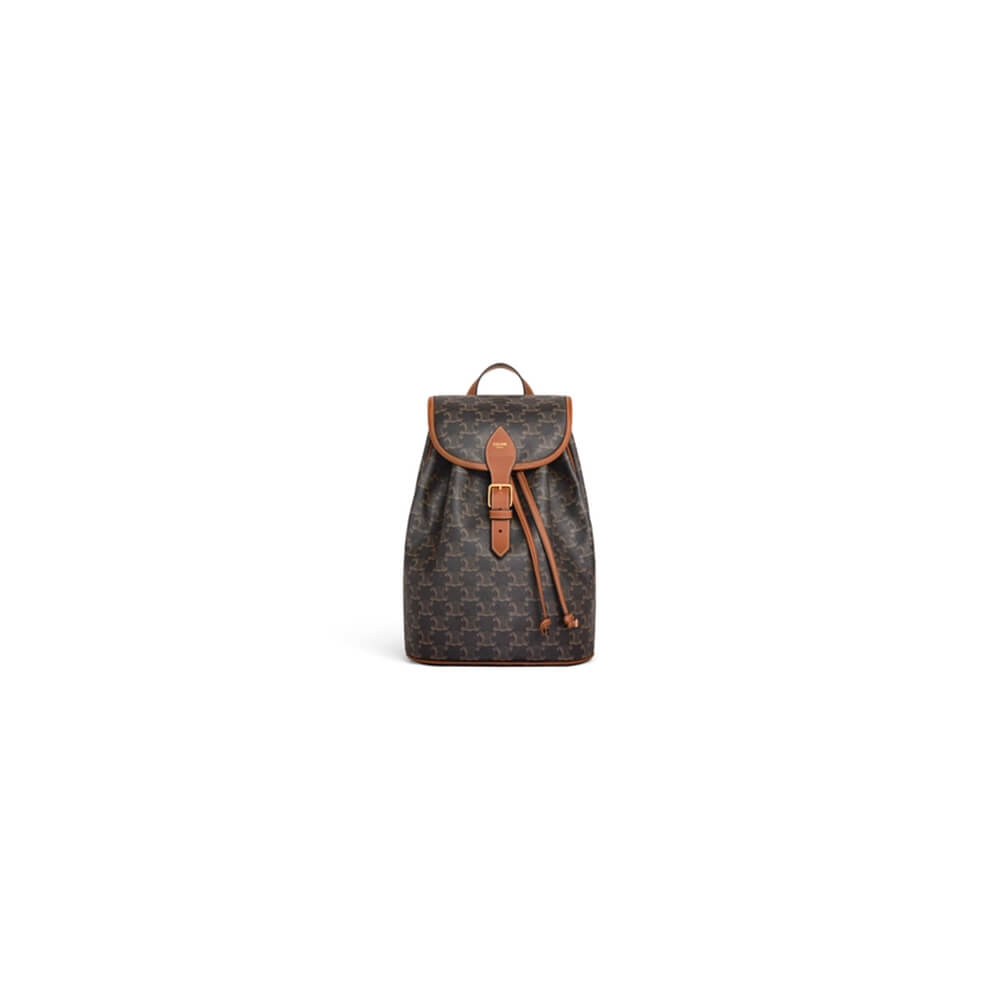 CELINE FOLCO Logo Print Calfskin Medium Backpack