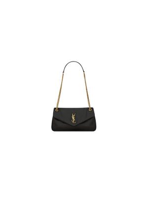 Black YSL CALYPSO small in plunged lambskin