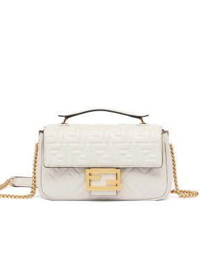 White Fendi Baguette Chain Midi